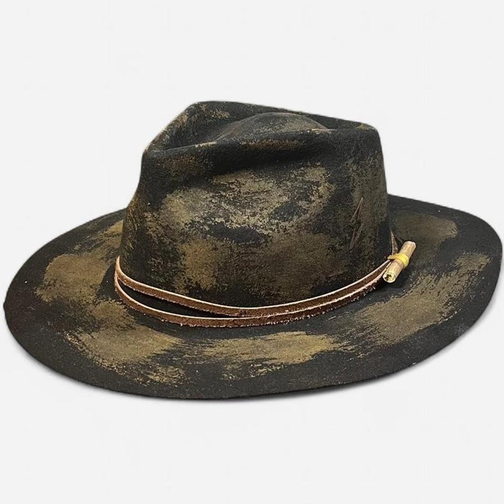 Eclipse - Vintage Burned Distressed Stiff Wool Fedora Hat